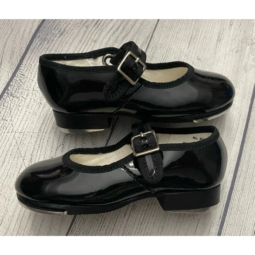 Black Capezio Little Girl Toddler Tap Dance Dancing Shoes, Size 8